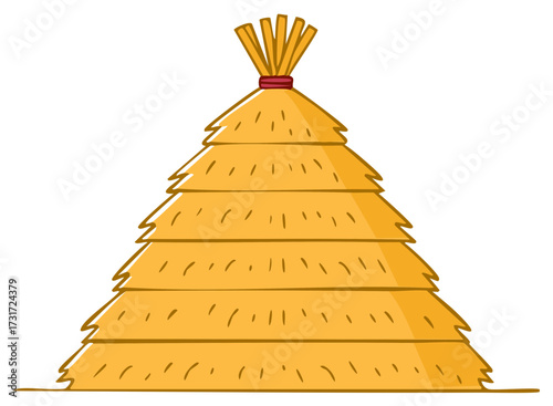 Cartoon illustration of a thatched roof structure