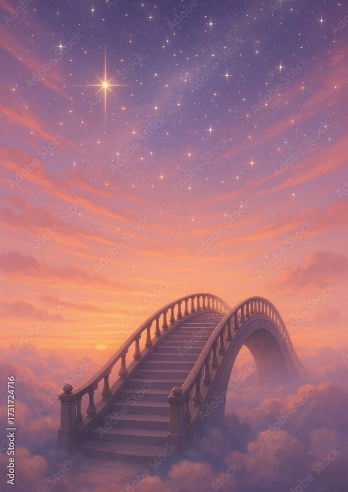 Obraz premium Dreamy celestial staircase wallpaper