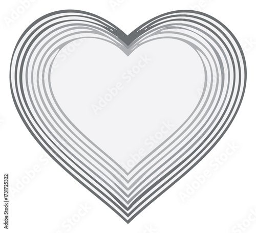 Heart Shaped Design Element: Multi-Layered Graphic With Shades of Gray