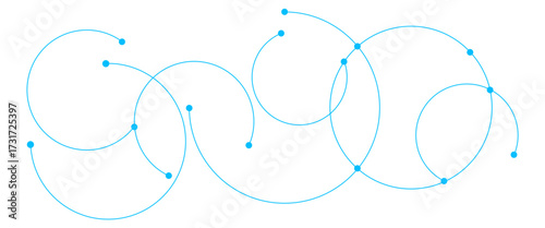 Vector graphic design element with with overlapping circles, dots and dashed circles science and connection concept