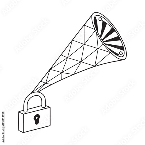 Illuminated lock reveals hidden information through a spotlight cone