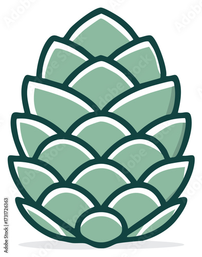 Isolated Detailed Green Hop Cone Graphic Illustration for Brewery or Harvest Festivals