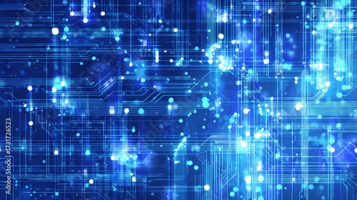 Wallpaper Mural Abstract digital circuit board with glowing blue lines and holographic overlays for innovation Torontodigital.ca