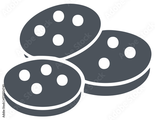 Three dotted cookies arranged in a cluster