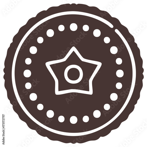 Brown Cookie Vector Illustration with Star Decor Isolated On White Background