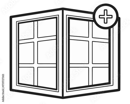 Window icon with a plus symbol for adding new windows