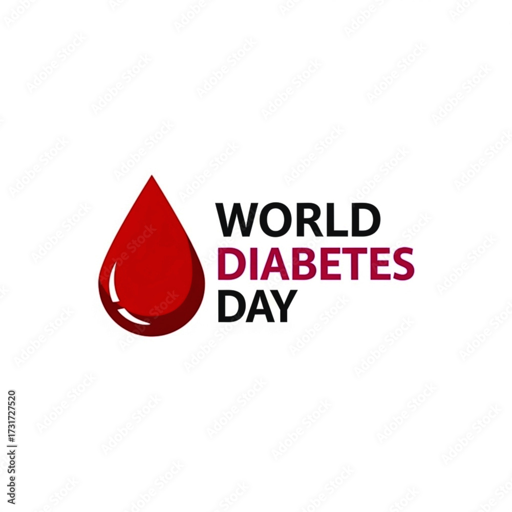 Fototapeta premium World Diabetes Day Concept with Red Blood Drop and Text