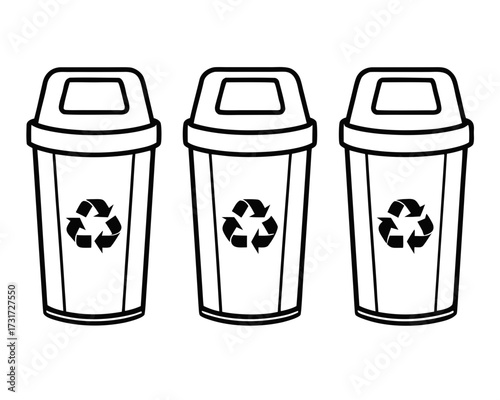 Recycling Trash Cans with Eco-Friendly Symbols Vector
