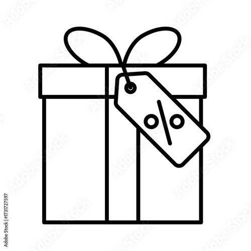 gift box with discount tag line icon with editable stroke