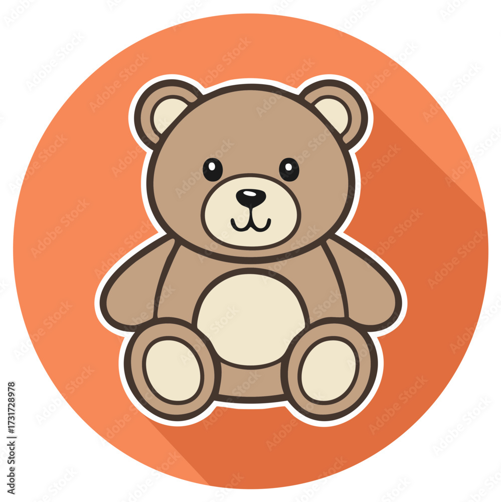 Obraz premium Cute cartoon teddy bear illustration with flat design style and long shadow effect