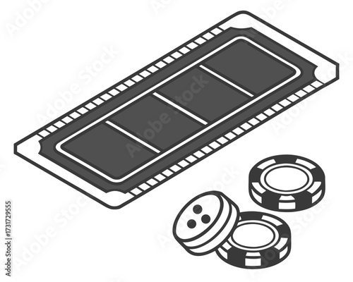 Casino Poker Chips and Gambling Table Vector Illustration