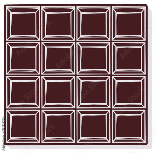 Chocolate bar square tile blocks with white lines creating rectangular shapes forming a grid pattern background