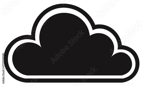 Simple black and white cloud icon with white outline, weather symbol