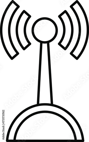 Black outline icon of a radio tower emitting signal waves transmission broadcast