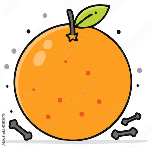 Orange with Cloves and Dots for Holiday Decoration