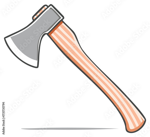 Isolated illustration of an axe with a wooden handle for carpentry tools
