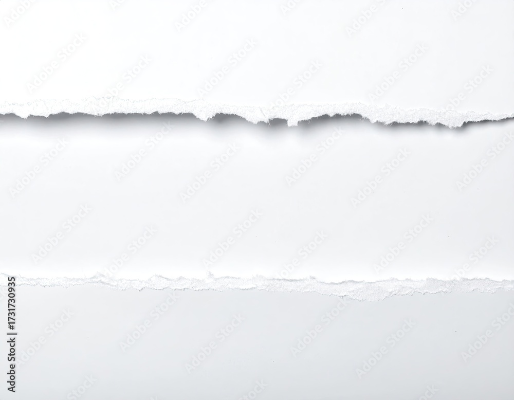 Obraz premium Two horizontal strips of white paper are torn, creating a layered effect