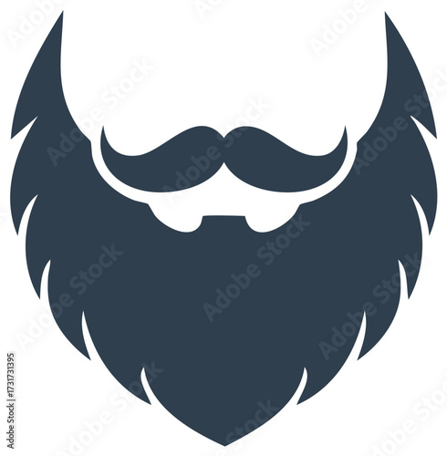 Stylized Icon of Thick Beard and Moustache Depicting Male Facial Hair Graphic Symbol