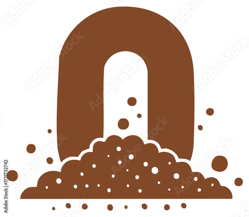 Chocolate letter O illustration with dots creating a sweet treat or dessert concept