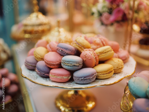 A collection of beautifully colored macarons