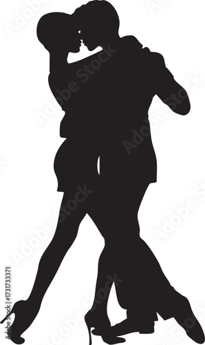 silhouette of a couple dancing tango 