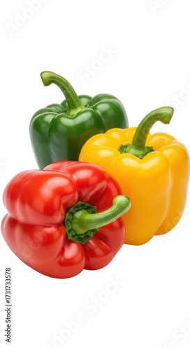 Vibrant Trio: A Study of Colorful Bell Peppers in Dynamic Composition