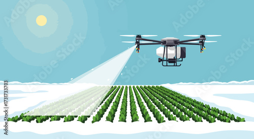 Agricultural drone spraying crops with precision technology.