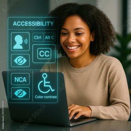 Enhancing digital accessibility for users with disabilities office environment educational infographic virtual space empowerment and inclusion