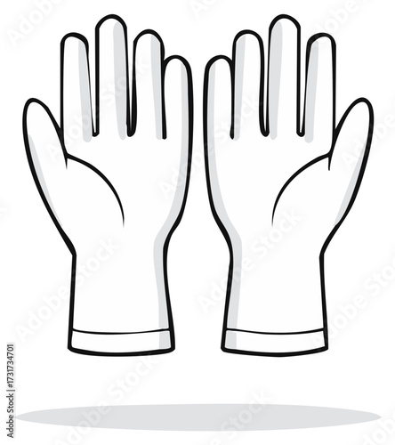 Pair of Clean White Gloves Ready for Work, Vector Illustration