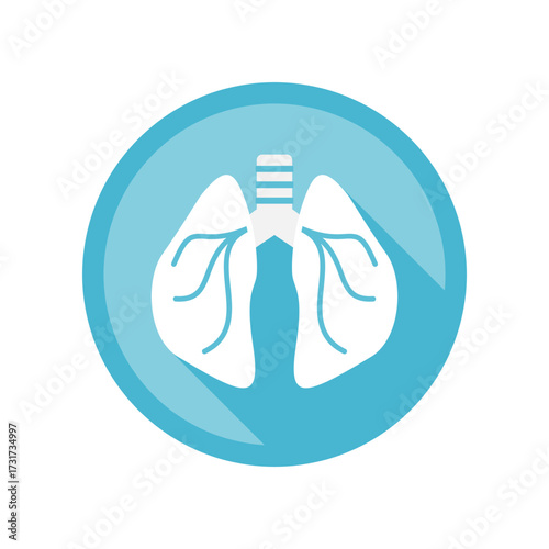 White lung organ medical on blue circle icon vector design