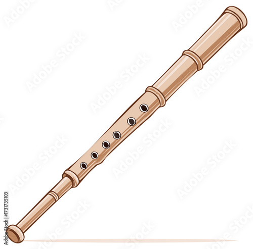Illustration of a flute, a classic music instrument with finger holes for melody production.