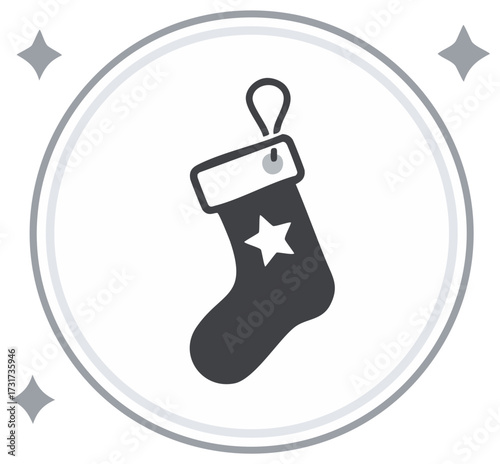 Stylized Christmas Stocking Icon with Star Decoration