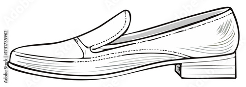 Line Art Loafer Shoe Illustration Fashionable Footwear Minimalist Style Design