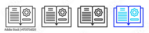 Operational Manual Icon Set Collection in Creative Outline Style for Business Featuring Multiple Thickness Variations Perfect for Franchise Legal Documents Permits and Compliance