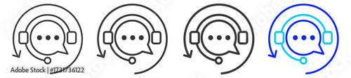 Ongoing Assistance Icon Set Collection in Creative Outline Style for Business Featuring Multiple Thickness Variations Perfect for Franchise Legal Documents Permits and Compliance