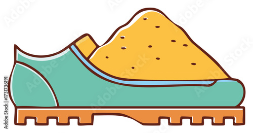 Hiking boot full of sand vector icon colorful cartoon illustration