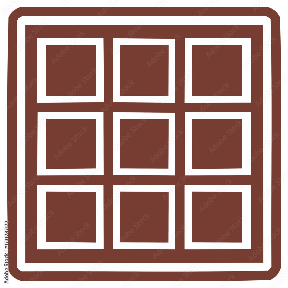 Fototapeta premium Stylized Brown Waffle with White Gridlines Graphic Illustration Food Dessert Treat Breakfast Symbol