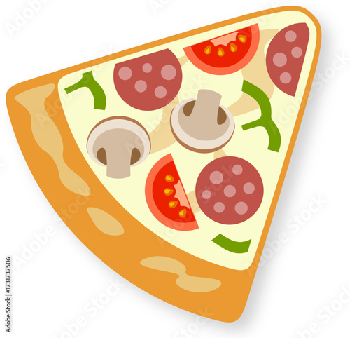 Slice of Pizza with Toppings Illustration