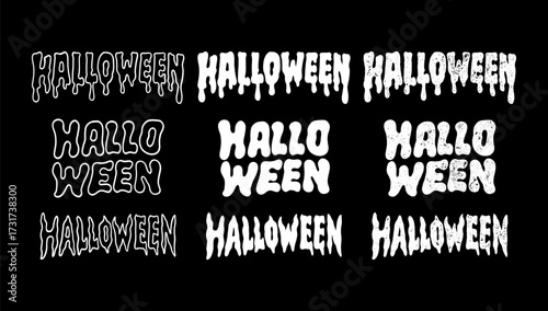 Halloween typography set with spooky dripping and textured horror. Creepy halloween lettering styles in bold, grunge, liquid, dripping, melting, rough. Horror lettering, Creepy text, Scary typeface