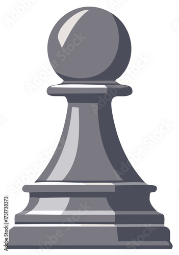 Vector illustration of a single grey chess pawn game piece for strategy and tactics