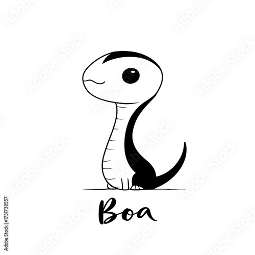 Boa Constrictor. Boa Constrictor simple black and white line art vector logo