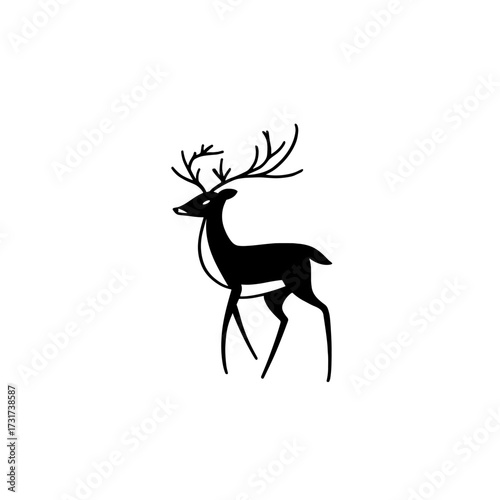 Roe Deer. Roe Deer simple black and white line art vector logo