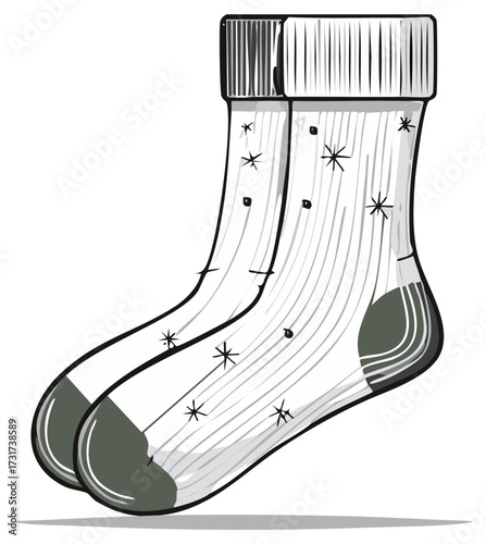 Pair of stylish warm white socks with sparkle star design
