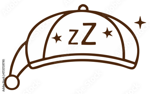 Stylized sleeping cap with Zzs and stars simple icon illustration