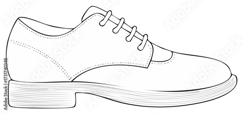 Outline of a classic shoe with laces and a slightly elevated platform sole design illustration