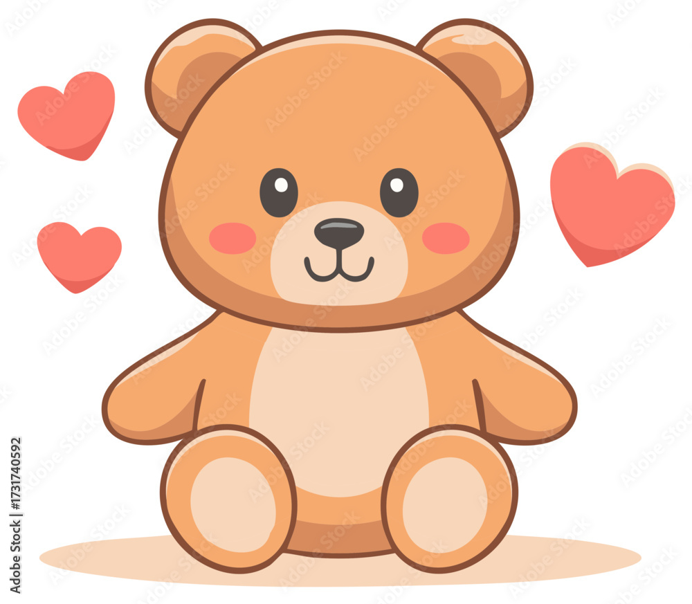 Fototapeta premium Illustration of a Plush Bear with Hearts for Valentine's Day or Nursery Decor