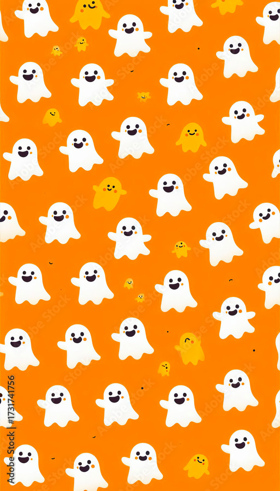 Fototapeta premium Adorable Ghosts Orange Backdrop 