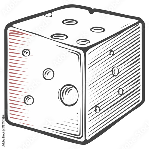 Vintage Dice Illustration. Gambling Games. Isolated Graphic Element.