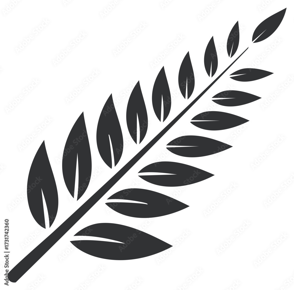 Obraz premium Simple illustration of a dark leaf branch with leaves for design