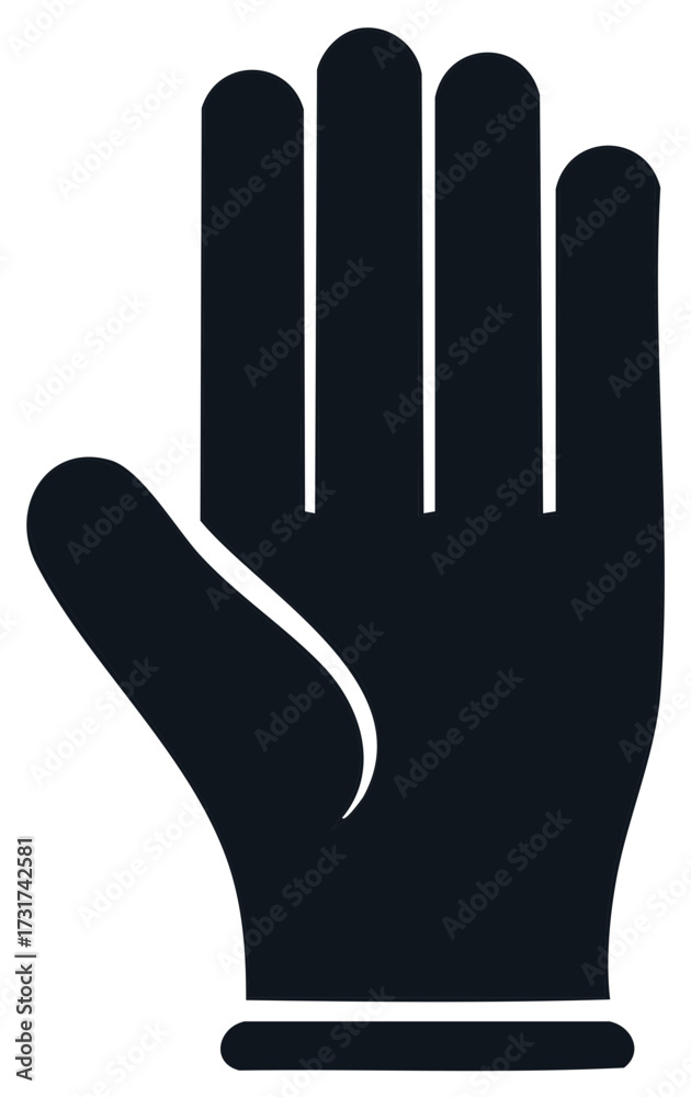 Fototapeta premium Simple black silhouette icon of a raised hand showing a stop gesture or high five symbol